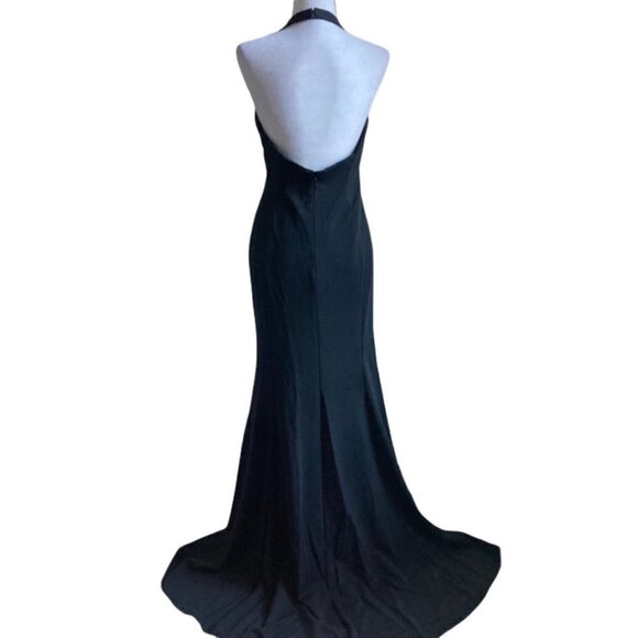 Long Black Halter Top Sexy Prom Formal Dress US L - Picture 3 of 4